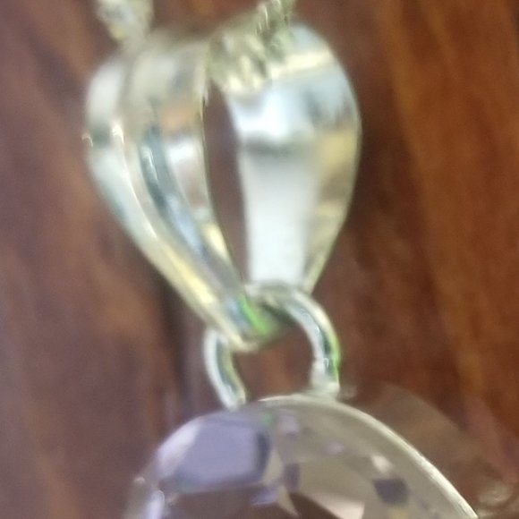 2 Stunning Baby Pink Crystal Pendants Mom and Daughter Set In 925. Silver - Picture 7 of 14